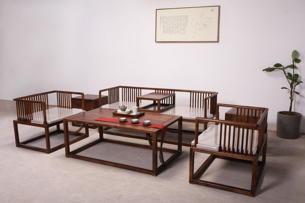 沙發組  3+2+1   尺寸可定制
     榫卯結構        胡桃木材質      國標水性油漆環保健康